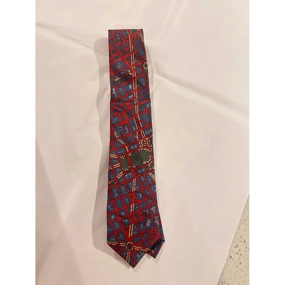 Civitas Mens Washington DC Map‎ Silk Tie Red Blue Gold Cartography Cityscape - Picture 5 of 7